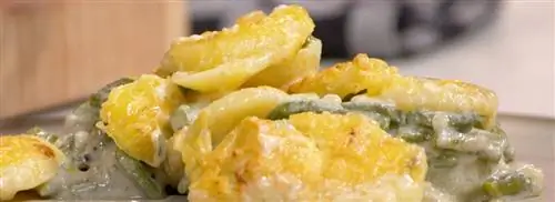 Картофельное блюдо из зеленой фасоли