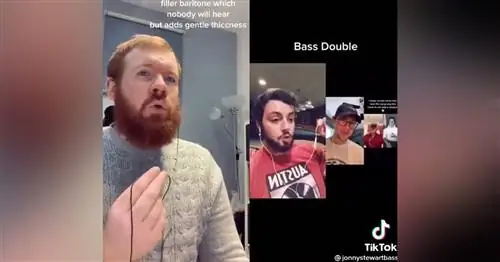 Скриншот взрослых мужчин, поющих ирландские морские лачуги в TikTok.