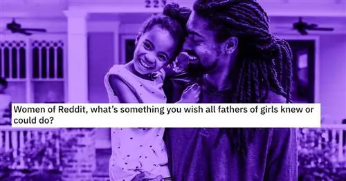 Папа и дочь обнимаются в фиолетовом