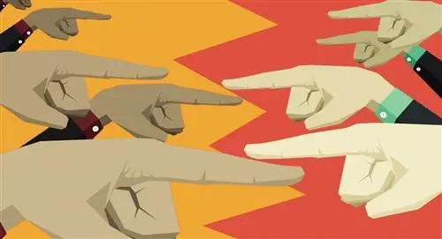 иллюстрация. пальцы, обвиняюще указывающие друг на друга в битве за опеку над детьми