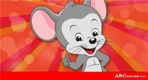 Логотип мыши ABCmouse показывает большой палец вверх на красном фоне