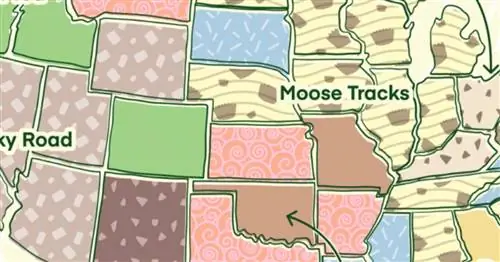 На этой карте показаны самые популярные вкусы мороженого в каждом штате