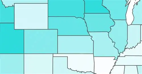 На этой карте показаны самые счастливые и наименее счастливые штаты США