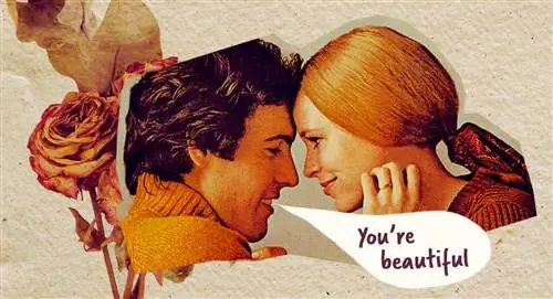 карикатура на мужчину, флиртующего с женщиной