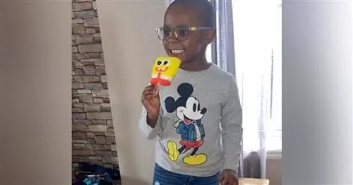 Ноа Брайант держит эскимо Губки Боба