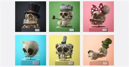 Бескожие черепа шести героев мультфильмов невозможно увидеть