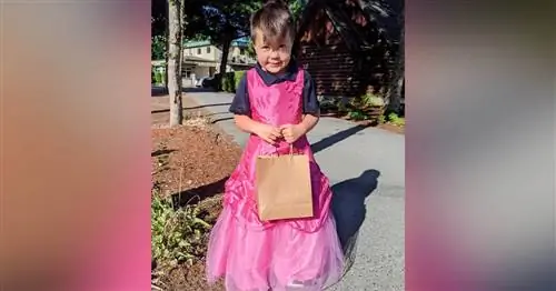 Маленький мальчик носит розовое платье