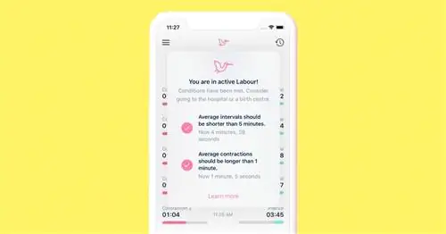 Приложение для отслеживания таймера сокращений Storky изолировано на желтом фоне