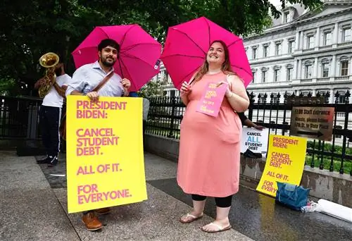 ВАШИНГТОН, округ Колумбия - 7 июня: заемщики студенческих долгов собираются вместе с духовым оркестром на свой ежемесячный «Отменить…