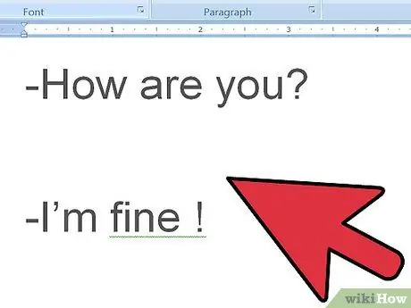 Форматирование диалога в рассказе Шаг 1