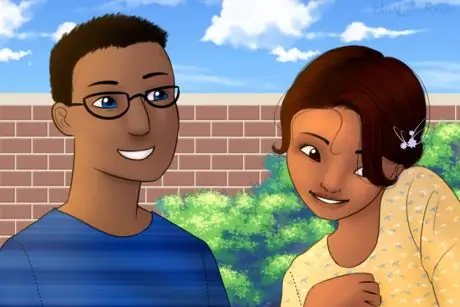 Парень и аутичная девушка разговаривают счастливо