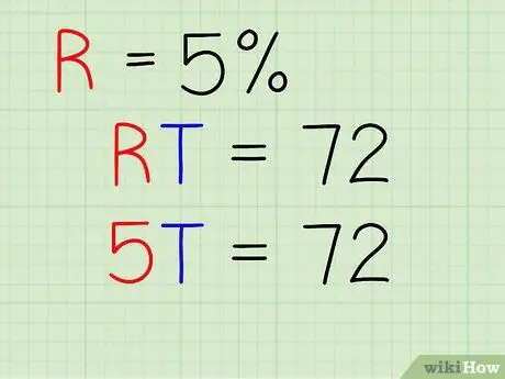 Используйте Правило 72, шаг 2