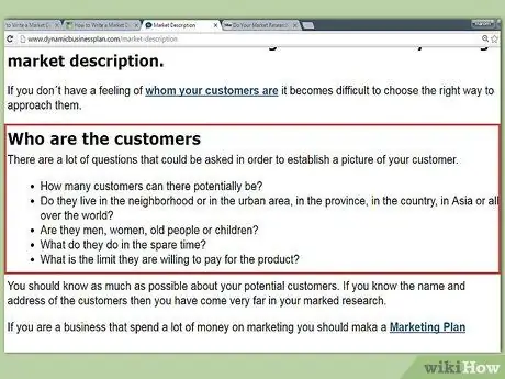 Напишите описание рынка Шаг 2