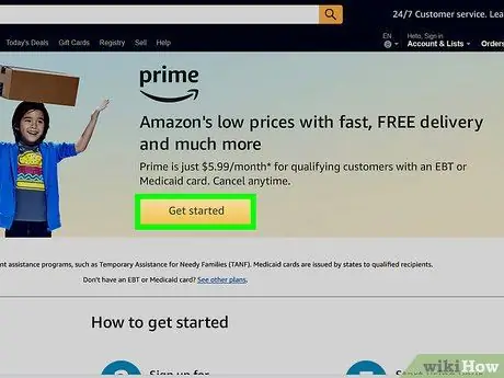 Получите скидку Amazon Prime для клиентов, получающих государственную помощь США Шаг 2