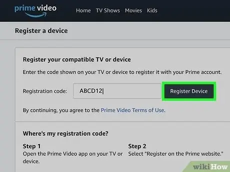Зарегистрируйте телевизор с помощью Amazon Prime Step 13