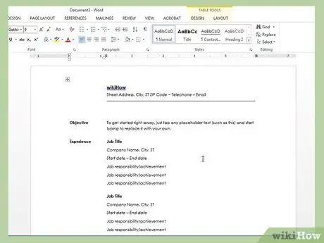 Создание резюме в Microsoft Word Шаг 7