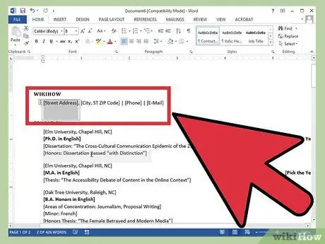 Создание резюме в Microsoft Word Шаг 11