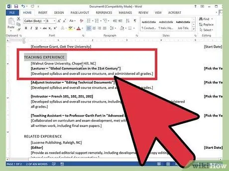 Создание резюме в Microsoft Word Шаг 14