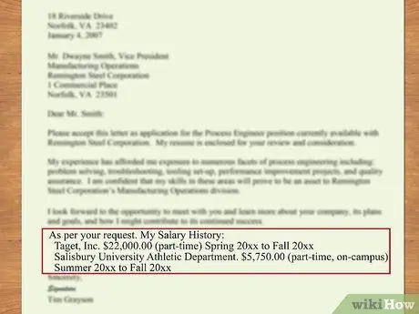 Включите историю зарплат в шаге 7 резюме