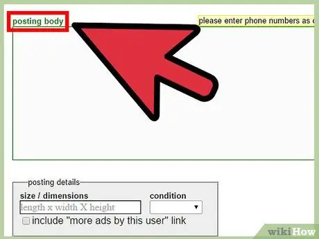 Публикация рекламы в Craigslist Шаг 2