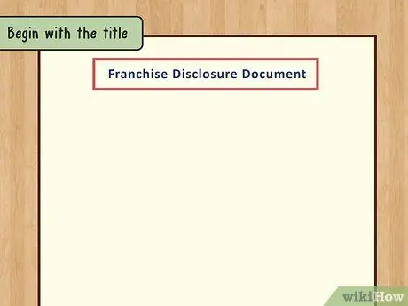 Создание заявлений о раскрытии информации для франшизы Шаг 1