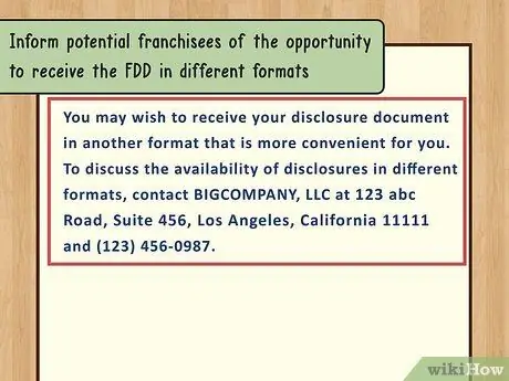 Создание заявлений о раскрытии информации для франшизы Шаг 6