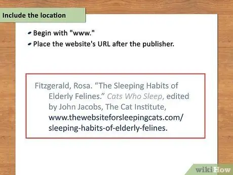 Цитируйте веб-сайт в формате MLA Шаг 12