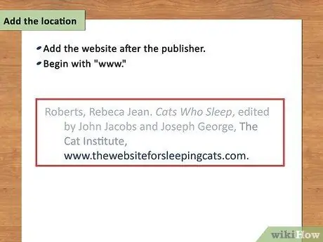 Цитируйте веб-сайт в формате MLA Шаг 5