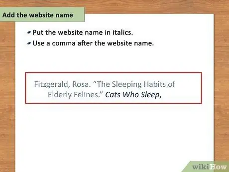 Цитируйте веб-сайт в формате MLA Шаг 9