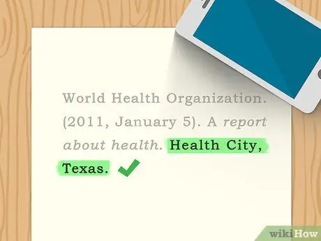 Укажите ВОЗ в APA Step 5