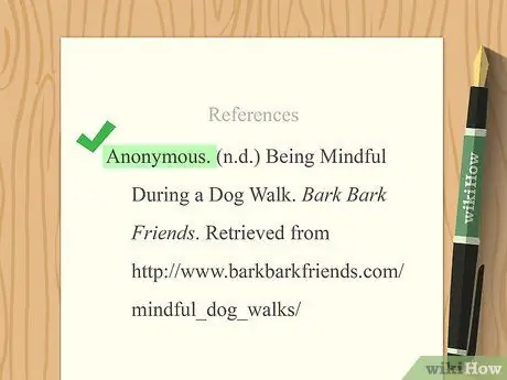 Цитируйте веб-сайт в APA без указания автора, даты или номера страницы Шаг 12