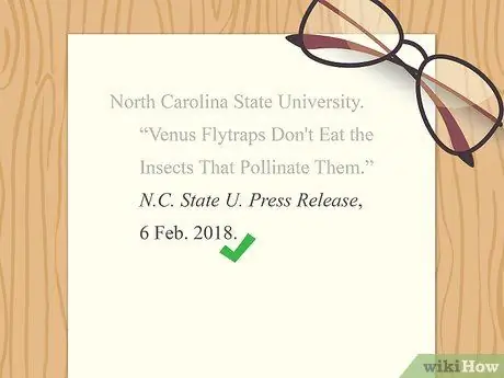 Цитируйте пресс-релиз Шаг 3