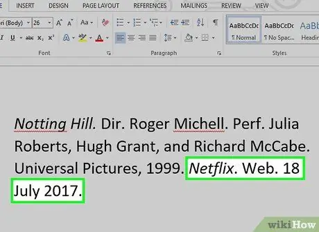Цитируйте фильм в стиле MLA Шаг 8