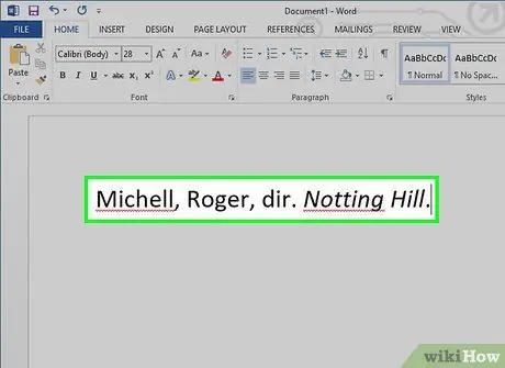Цитируйте фильм в стиле MLA Шаг 3