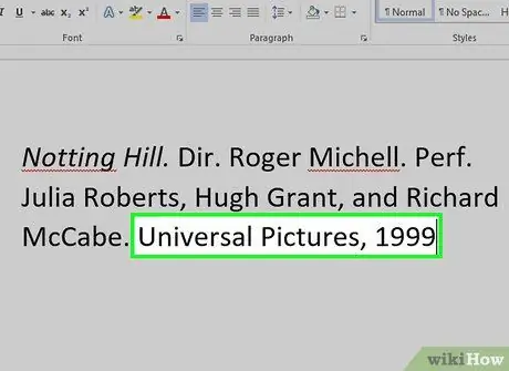 Цитируйте фильм в стиле MLA Шаг 5