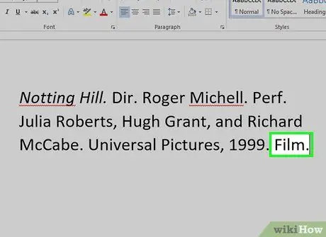 Цитируйте фильм в стиле MLA Шаг 6
