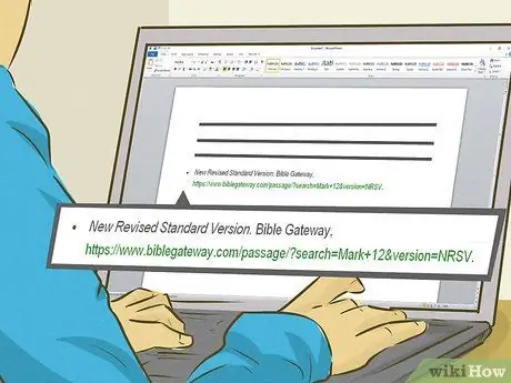 Цитируйте Библию в стиле MLA Шаг 13