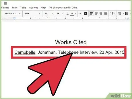 Процитируйте интервью в формате MLA Шаг 6