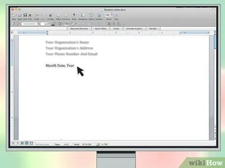 Форматирование письма с просьбой о пожертвовании Шаг 2