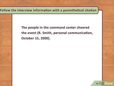 Цитируйте интервью в APA Step 3