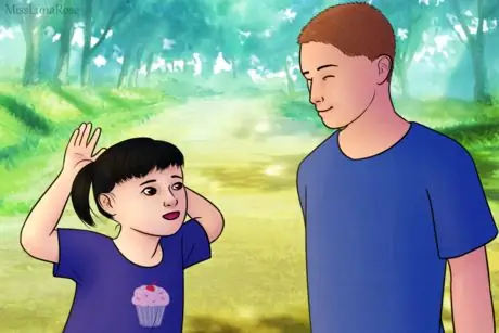 Взволнованный ребенок разговаривает со взрослым