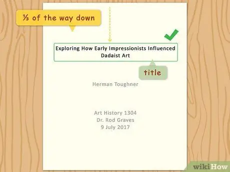 Сделайте титульную страницу в формате MLA Шаг 1