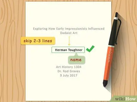 Сделайте титульную страницу в формате MLA Шаг 2