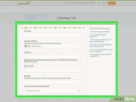Сообщить о мошенничестве GoFundMe Шаг 3