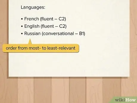 Напишите о языках в своем резюме Шаг 10