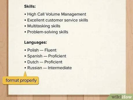 Напишите о языках в своем резюме Шаг 9