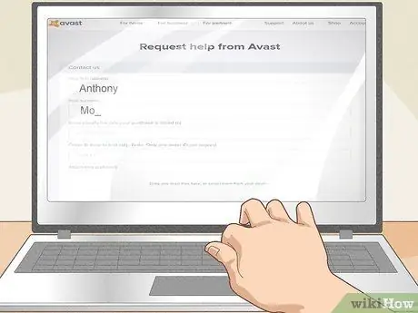 Обратитесь в службу поддержки клиентов Avast Шаг 2