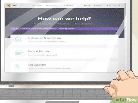 Обратитесь в службу поддержки клиентов Avast Шаг 3