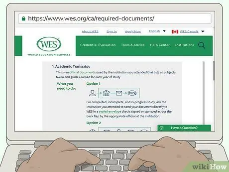 Подать заявку на участие в программе WES в Канаде Шаг 2