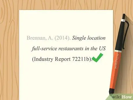 Цитируйте отчет в APA Step 8